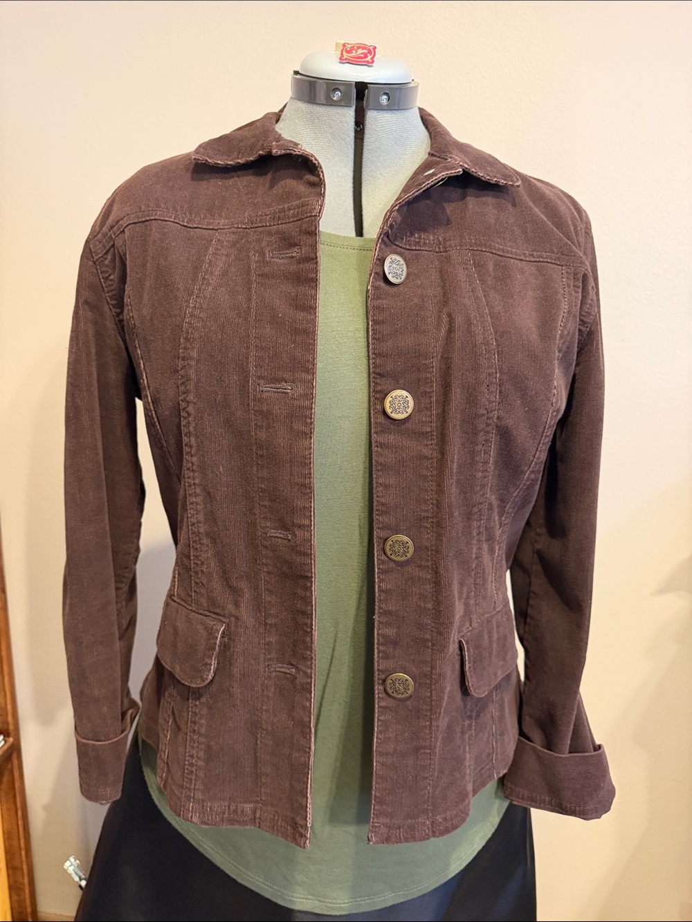 Chicos Women’s Brown Corduroy Button-Front Jacket